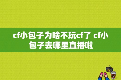 cf小包子为啥不玩cf了 cf小包子去哪里直播啦